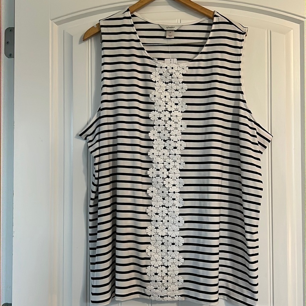 CJ Banks Navy & White Stripe Tank Shell